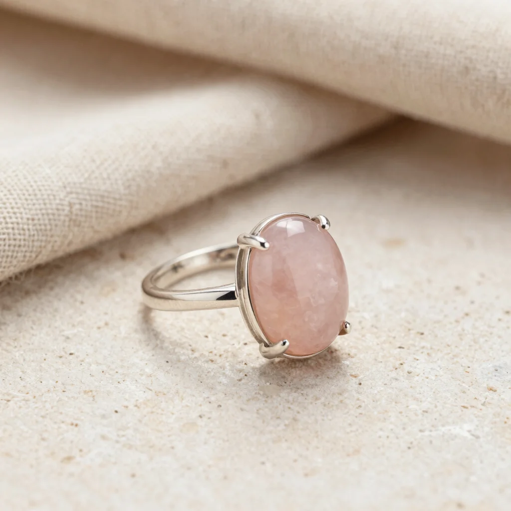 Anillo de Plata con Cuarzo Rosa