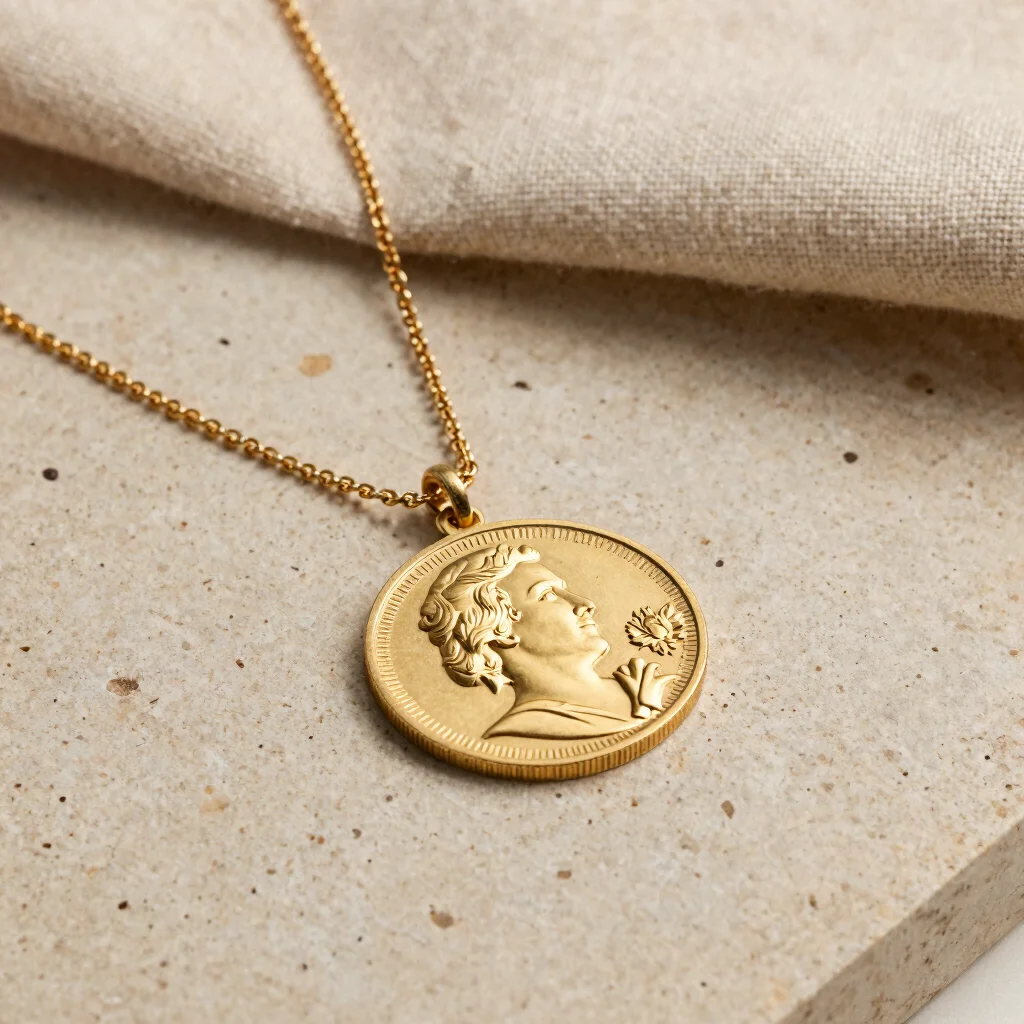 Collar Medalla Grabada Moneda
